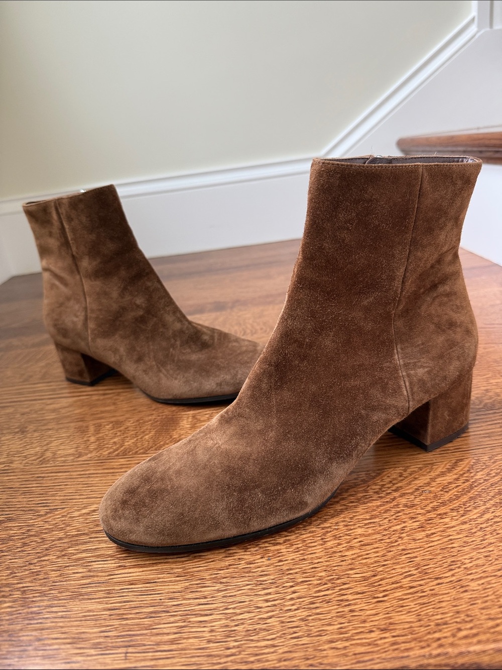 GIANVITO ROSSI Joelle 45 Brown Suede Leather Ankle Boots Heeled Neutral  41.5
